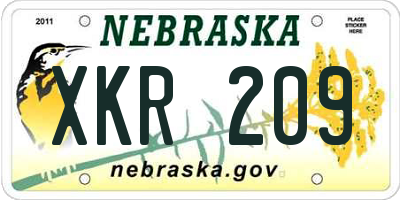 NE license plate XKR209