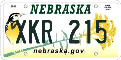 NE license plate XKR215