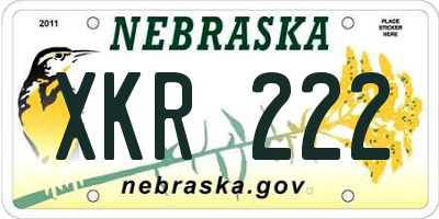 NE license plate XKR222
