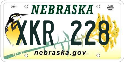 NE license plate XKR228