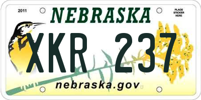NE license plate XKR237