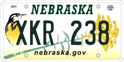 NE license plate XKR238