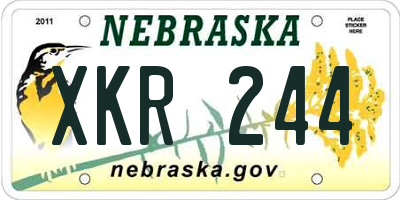 NE license plate XKR244
