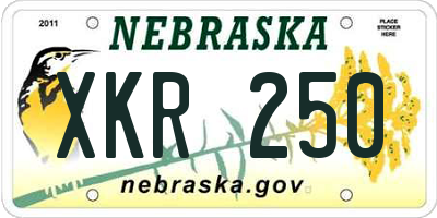 NE license plate XKR250