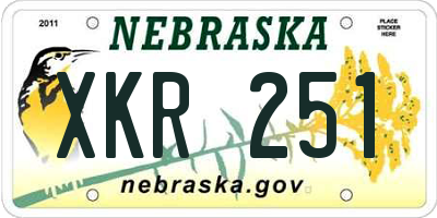 NE license plate XKR251