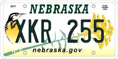 NE license plate XKR255