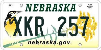 NE license plate XKR257