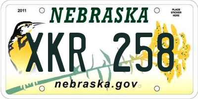 NE license plate XKR258