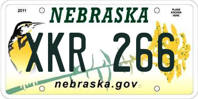 NE license plate XKR266