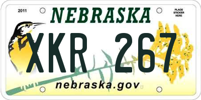 NE license plate XKR267