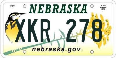 NE license plate XKR278