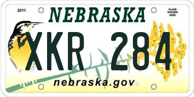 NE license plate XKR284