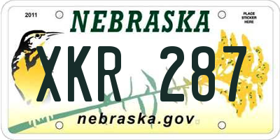 NE license plate XKR287