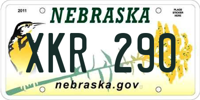 NE license plate XKR290