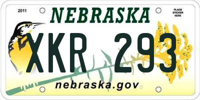 NE license plate XKR293