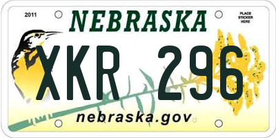 NE license plate XKR296