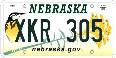 NE license plate XKR305