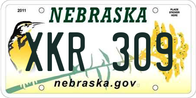 NE license plate XKR309