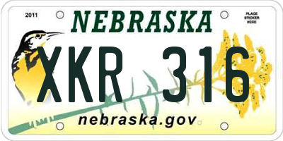 NE license plate XKR316