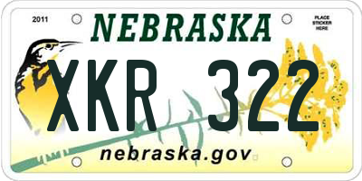 NE license plate XKR322