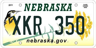 NE license plate XKR350