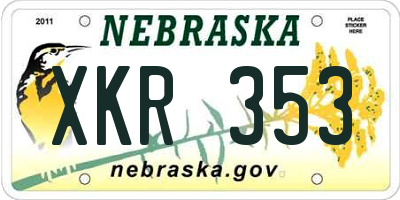 NE license plate XKR353