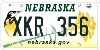 NE license plate XKR356
