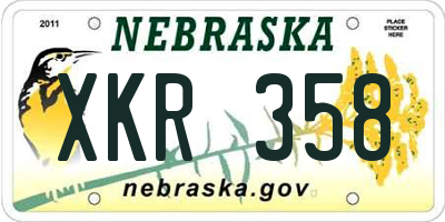NE license plate XKR358