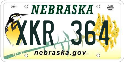 NE license plate XKR364