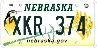 NE license plate XKR374