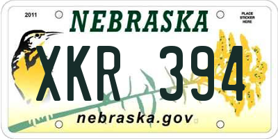 NE license plate XKR394