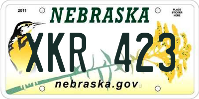 NE license plate XKR423
