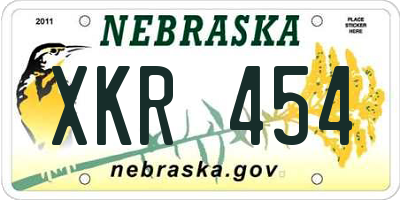 NE license plate XKR454