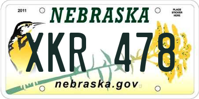 NE license plate XKR478