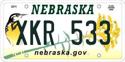 NE license plate XKR533