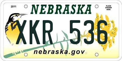 NE license plate XKR536