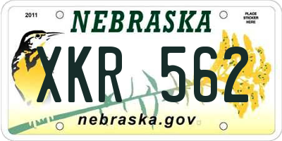 NE license plate XKR562