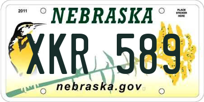 NE license plate XKR589