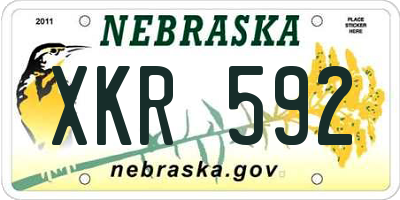 NE license plate XKR592