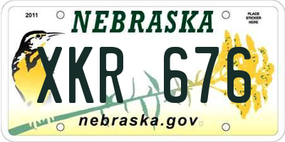 NE license plate XKR676