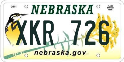 NE license plate XKR726