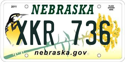 NE license plate XKR736