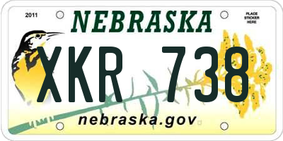 NE license plate XKR738