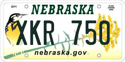 NE license plate XKR750