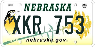 NE license plate XKR753