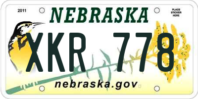 NE license plate XKR778