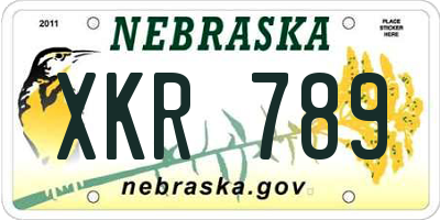 NE license plate XKR789