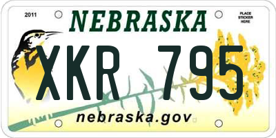 NE license plate XKR795