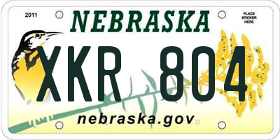 NE license plate XKR804