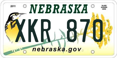 NE license plate XKR870